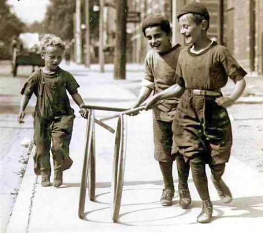 Victorian hoop and stick toy